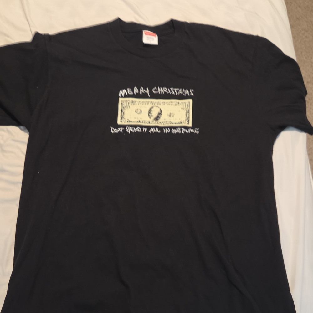 Supreme Black 'Merry Christmas' Graphic Tee